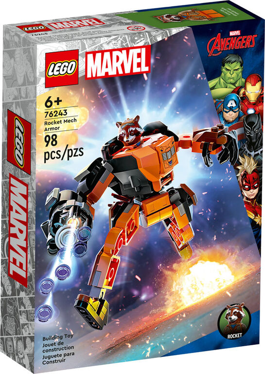 LEGO Marvel Rocket Mech Armor 76243 Building Toy Set (98 Pieces)