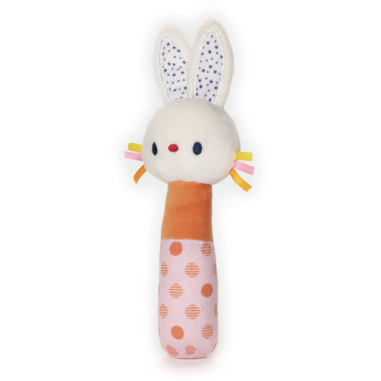 Baby GUND Tinkle Crinkle Bunny Stick Rattle, Sensory Stimulating Plush Baby Rattle, 5.5"