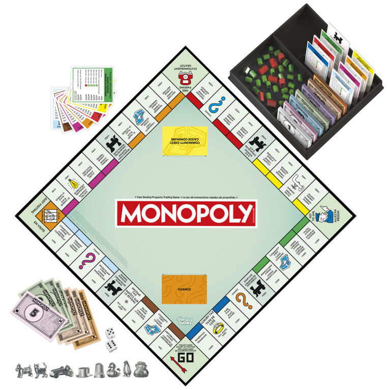 Monopoly Board Game with Storage Tray and Larger Tokens