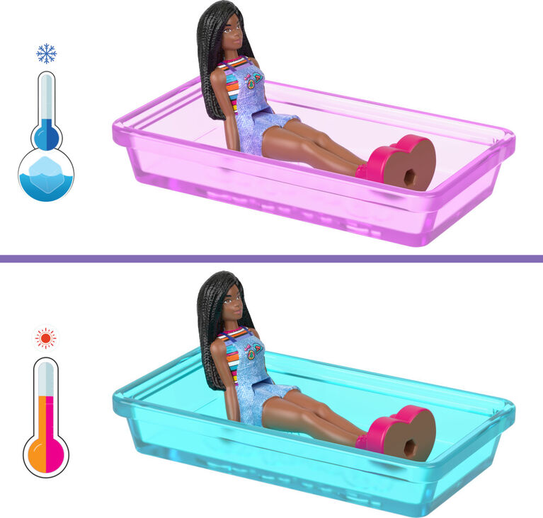 ​Barbie Mini BarbieLand Doll & Toy Vehicle Set, 1.5-inch Barbie Doll & DreamCamper with Working Doors & Color-Change Pool