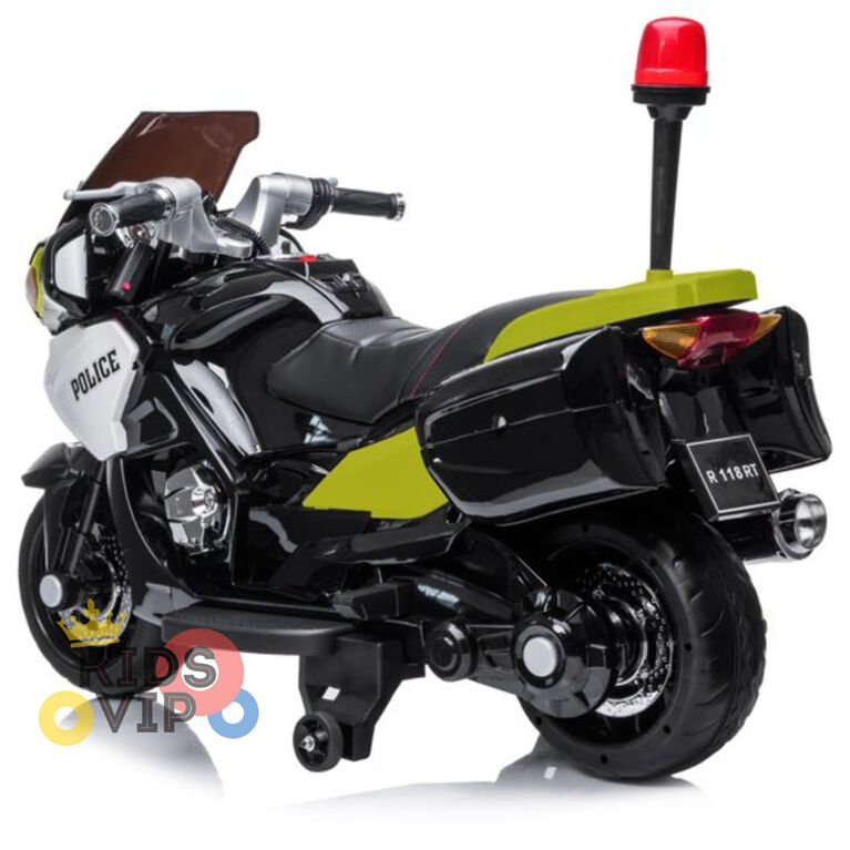 KidsVip 24V Police Motorcycle White - English Edition