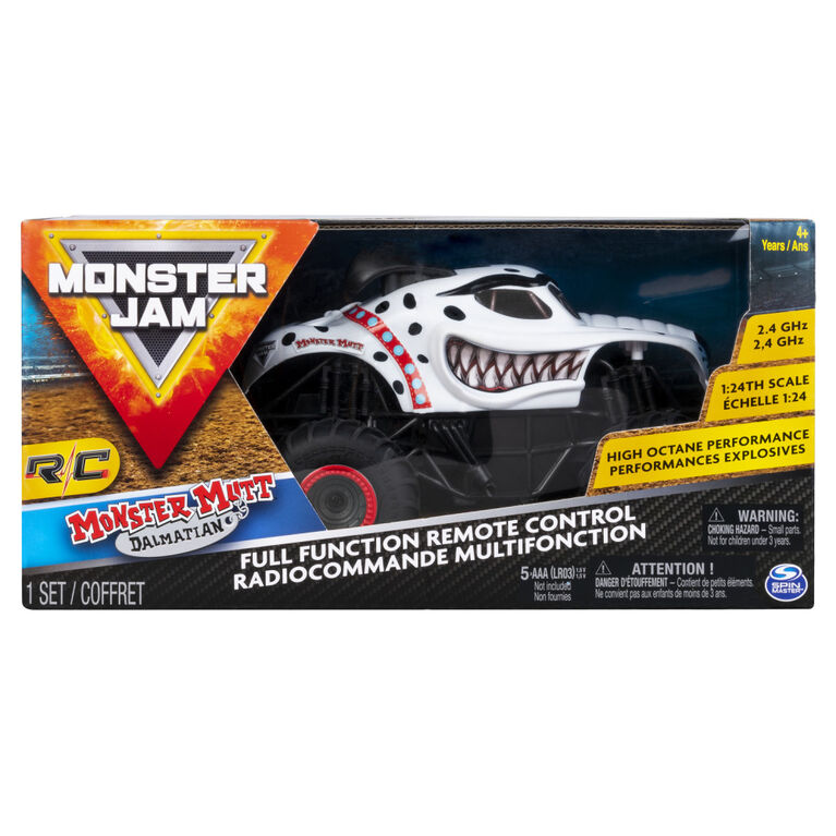 Monster Jam, Monster Mutt Dalmatian radiocommandé authentique, échelle 1:24, 2,4 GHz