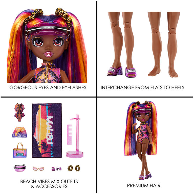Rainbow High Pacific Coast Phaedra Westward : Poupée-mannequin coucher de soleil (violette)