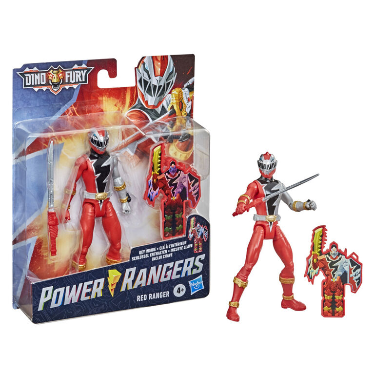 Power Rangers Dino Fury Red Ranger 6-Inch Action Figure Toy Inspired by TV Show with Dino Fury Key and Dino-Themed Accessory