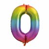 Rainbow Number 0 Shaped Foil Balloon 34"