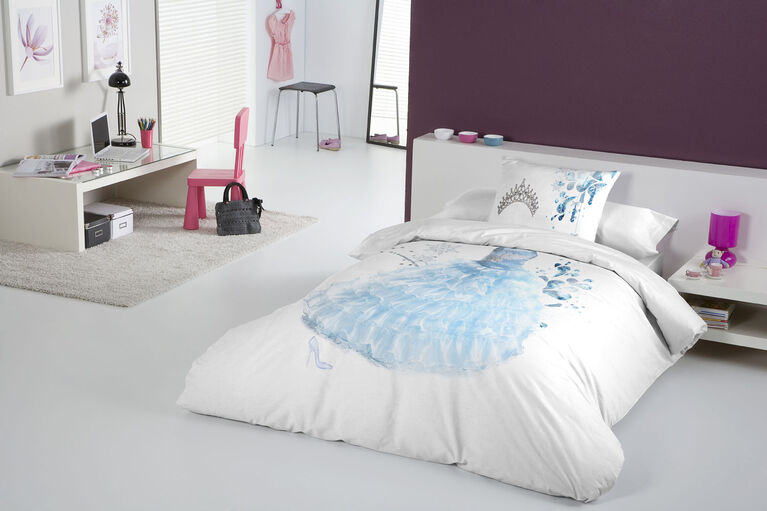 Gouchee Design - Princess Blue Digital Print Twin Duvet Cover Set