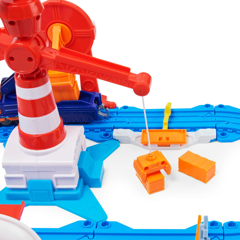 Mighty Express, Coffret Gare du port avec train exclusif Milo le mécano et sa grue magnétique