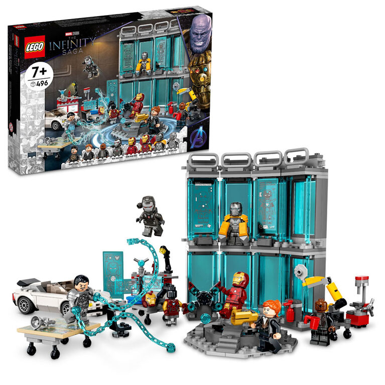 LEGO Marvel Iron Man Armory 76216 Building Kit (496 Pieces)