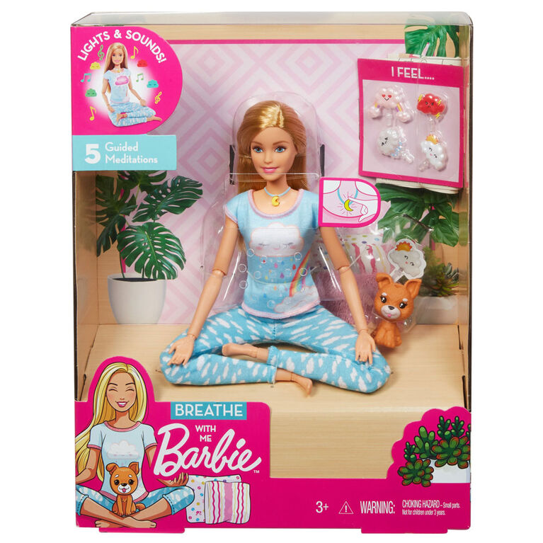 Breathe with Me Barbie Meditation Doll, Blonde, with Lights & Guided