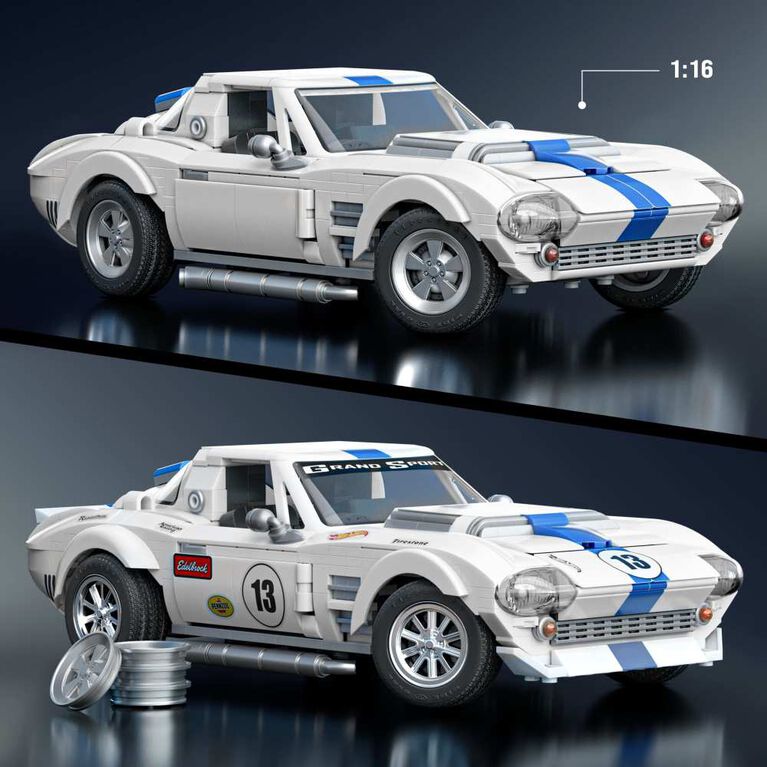 Mattel Brick Shop Hot Wheels Corvette Grand Sport Building Toy Kit (918 Pieces), for Collectors