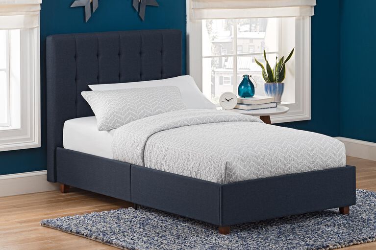 DHP Emily Upholstered Twin Bed - Navy