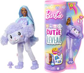 Barbie Cutie Reveal Doll and Accessories, Cozy Cute Tees Poodle, "Star" Tee, Blue and Purple Streaked Hair, Brown Eyes