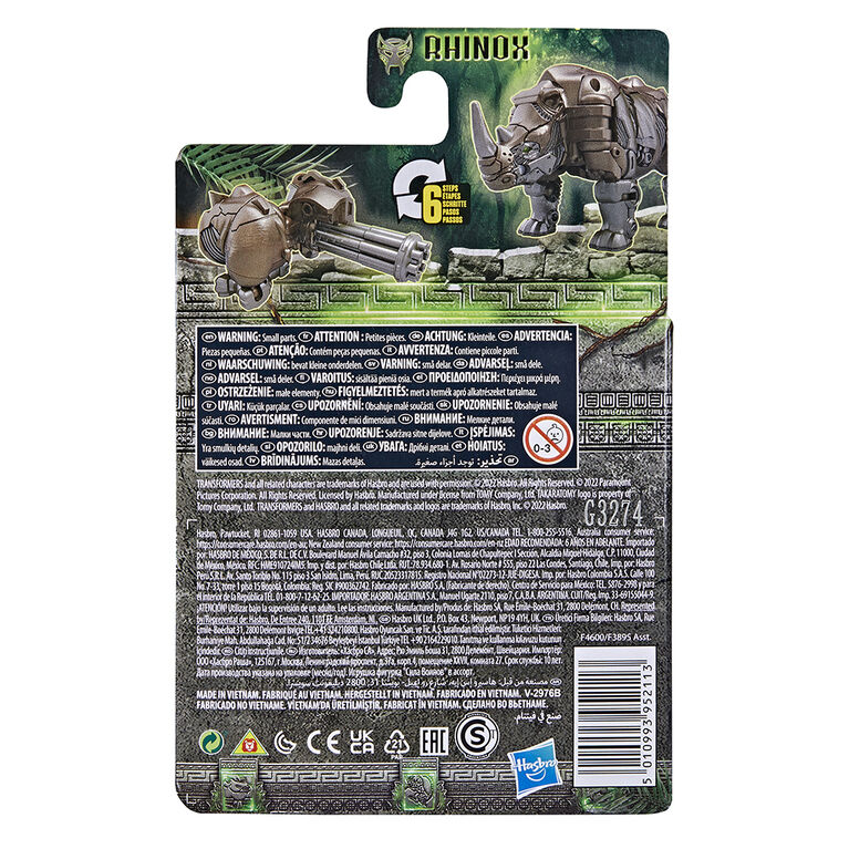 Transformers: Rise of the Beasts Movie, Beast Alliance, Beast Battle Masters Rhinox Action Figure, 3-inch