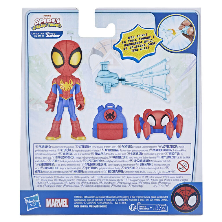 Marvel Spidey and His Amazing Friends Web-Spinners, Spidey Action Figure with Accessories, Web-Spinning Accessory