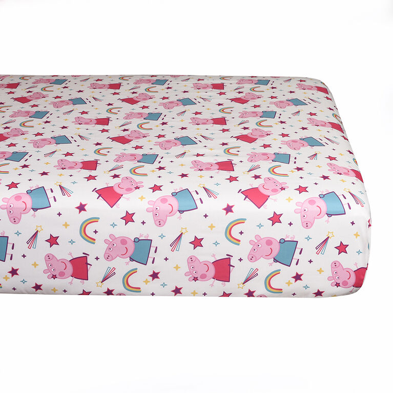 Peppa Pig 4 Piece Twin Bedding Set with Reversible Comforter, Fitted Sheet, Flat Sheet and Pillowcase by Nemcor