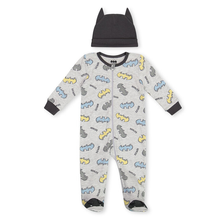 Batman Sleeper Hat Set Grey 0-3M