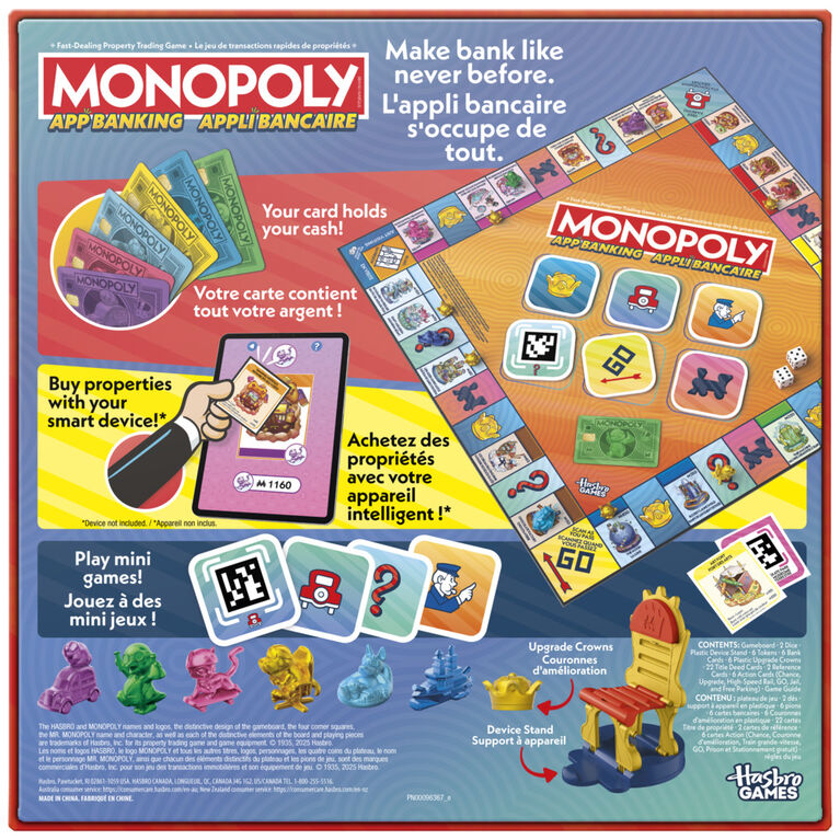 Monopoly Appli bancaire, jeu de plateau avec appli pour appareil intelligent, dès 8 ans