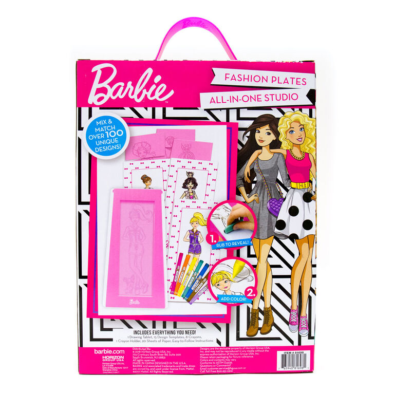 Barbie Fashion Plates All-In-One Studio 45 Pieces design drawing