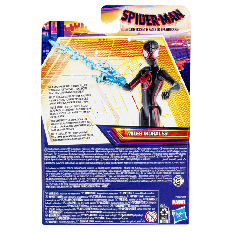 Marvel Spider-Man: Across the Spider-Verse, figurine Miles Morales de 15 cm avec accessoire, jouet pour enfants à partir de 4 ans