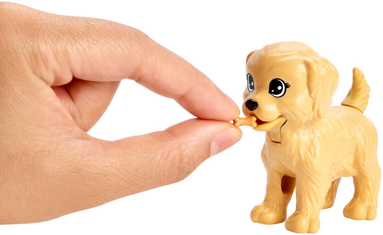 Poupée Barbie Garderie canine,coffret de jeu animaux 1 chiot qui se soulage et 1 chiot qui urine, du papier à changement de couleur et plus