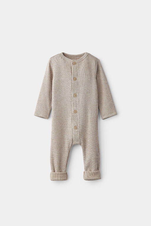 RISE Little Earthling Drop Crotch Romper Oatmeal