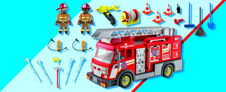 Playmobil - Camion de pompiers avec grande échelle