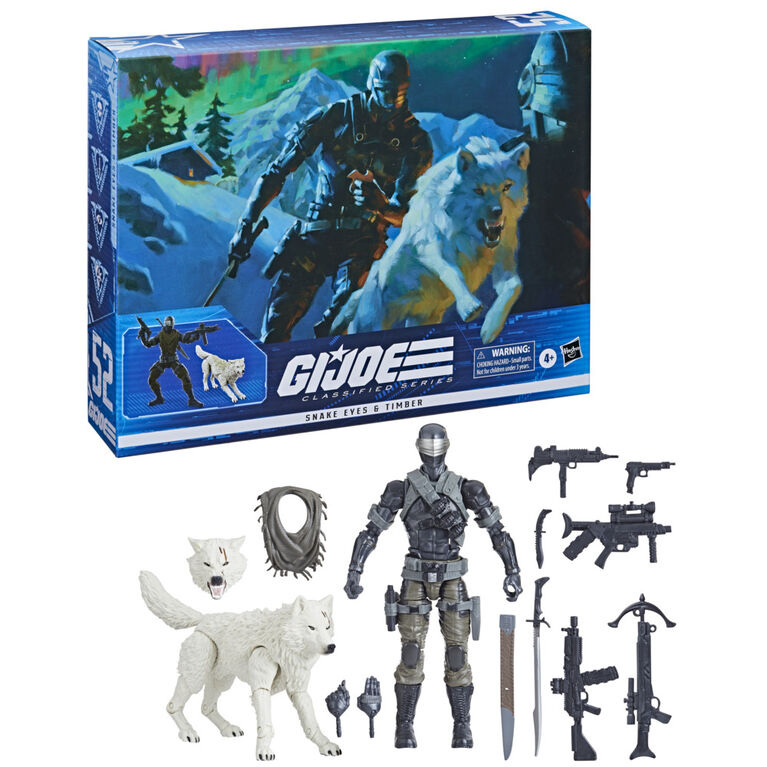 G.I. Joe Classified Series Snake Eyes and Timber Action Figures 52 Collectible Toy with Custom Package Art