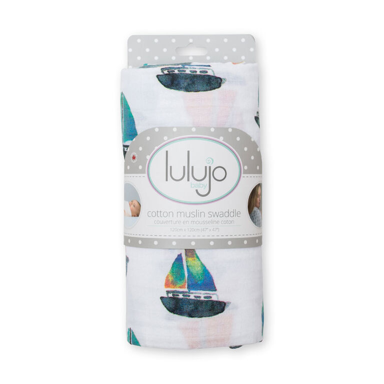Lulujo - Sailboat Cotton Muslin Swaddling Blanket