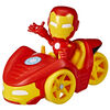 Marvel Spidey and His Amazing Friends Iron Man Action Figure and Iron Racer Vehicle, Iron Man Toy