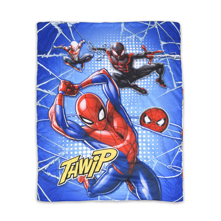 Ensemble de 3 pièces de literie Spiderman de Marvel pour lit de tout-petit avec couette réversible, drap-housse et taie d'oreiller par Nemcor