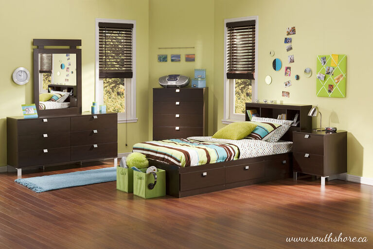 Spark Mate's Platform Storage Bed with 3 Drawers- Chocolate