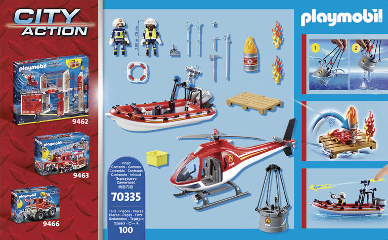 Playmobil - Brigade de pompiers avec bateau et hélicoptère