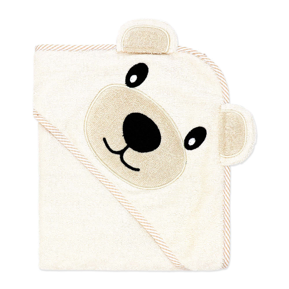 Baby Mode Signature Tan Bear Hooded Towel and Mitt