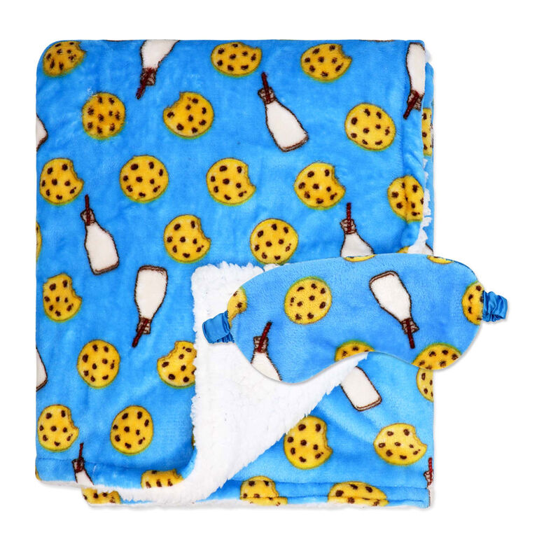 Jesse & Lulu Lounge Blanket with Sleep Mask: Blue Milk & Cookie