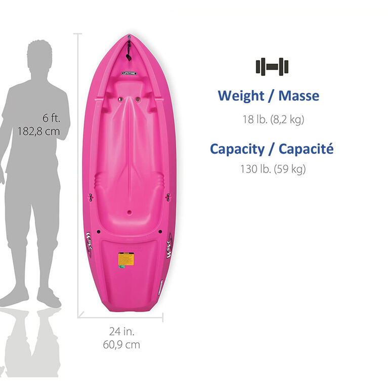 LIFETIME Wave 72" Youth Kayak with Paddle, Pink