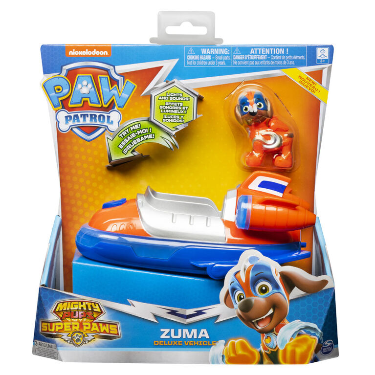 PAW Patrol, Mighty Pups Super PAWs Zuma's Deluxe Vehicle with Lights and Sounds