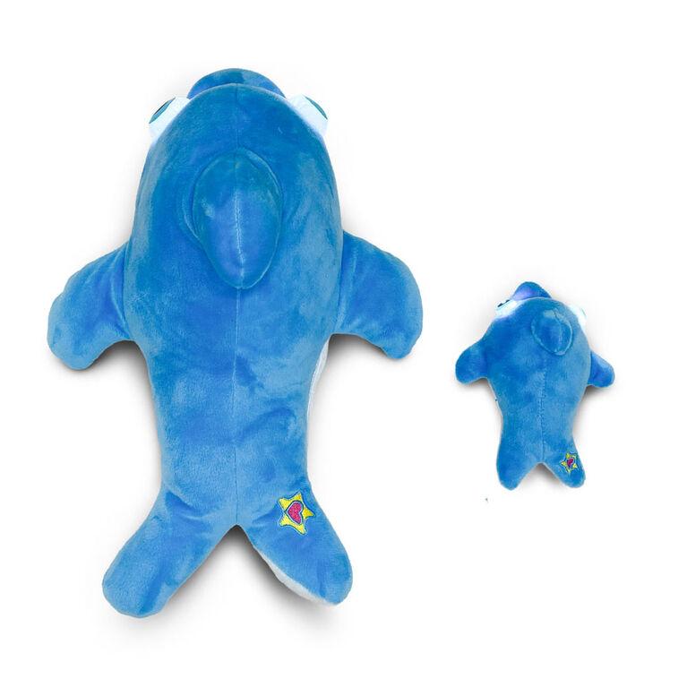 NightBuddies and BabyBuddies Set of 15" and 5" Plush Dolphin Turquoise Light-Up Eyes