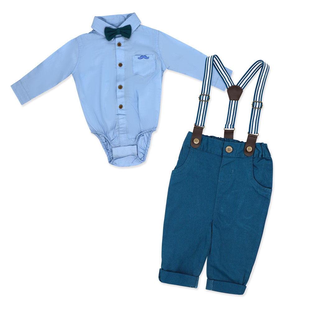 Little Gent Suspender Bowtie Set: Blue