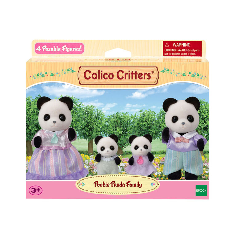 Calico Critters Pookie Panda Family, Set of 4 Collectible Doll Figures
