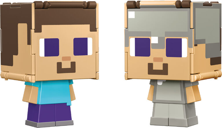 Minecraft Flippin' Figs Figures Collection, 2-in-1 Fidget Play, 3.75-in Scale & Pixelated Design (Characters May Vary)
