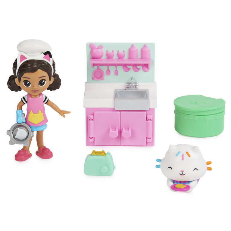 Gabby et la maison magique – Coffret cuisine Lunch and Munch avec 2 figurines jouets, accessoires et meuble