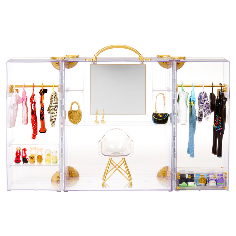 Rainbow High Deluxe Fashion Closet Playset - Create 400+ Fashion Combinations! Portable Clear Acrylic Toy Closet
