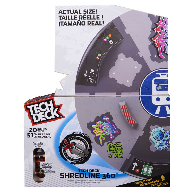 Tech Deck, Shredline 360, Skatepark motorisé, X-Connect Creator, Coffret rampe à construire et à personnaliser avec fingerboard exclusif