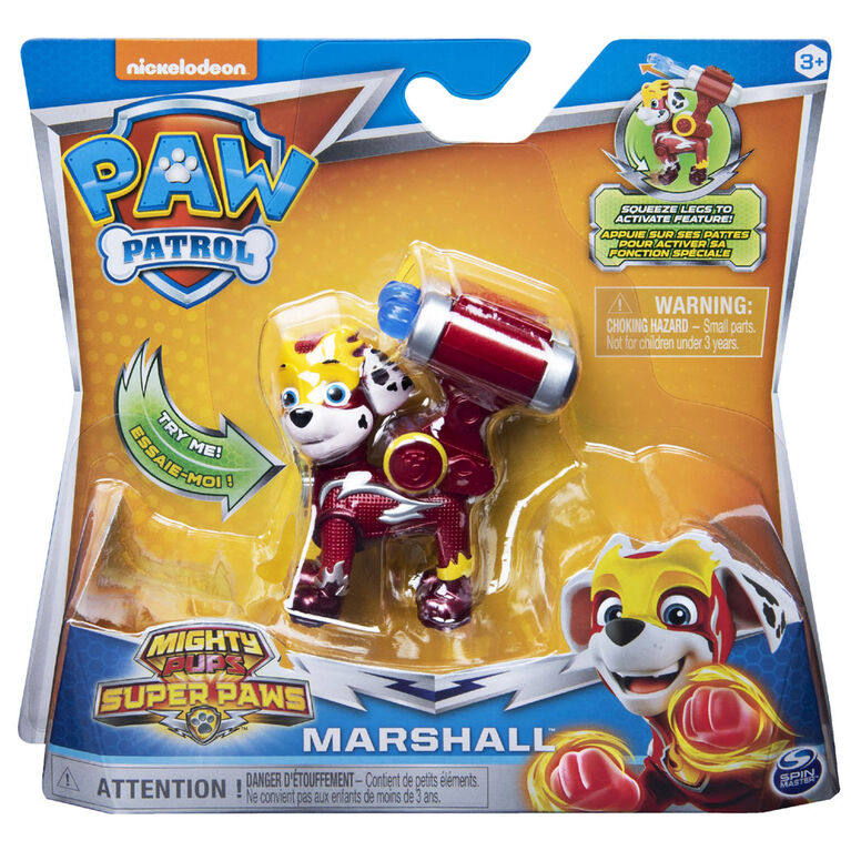 PAW Patrol, Mighty Pups Super PAWs, Figurine Marcus avec sac à dos transformable