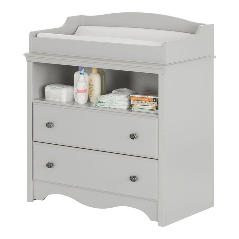 Angel Changing Table with Drawers- Soft Gray