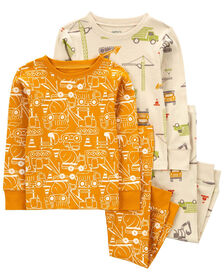 Carter's Four Piece Construction Print Pajamas Set Yellow  6M