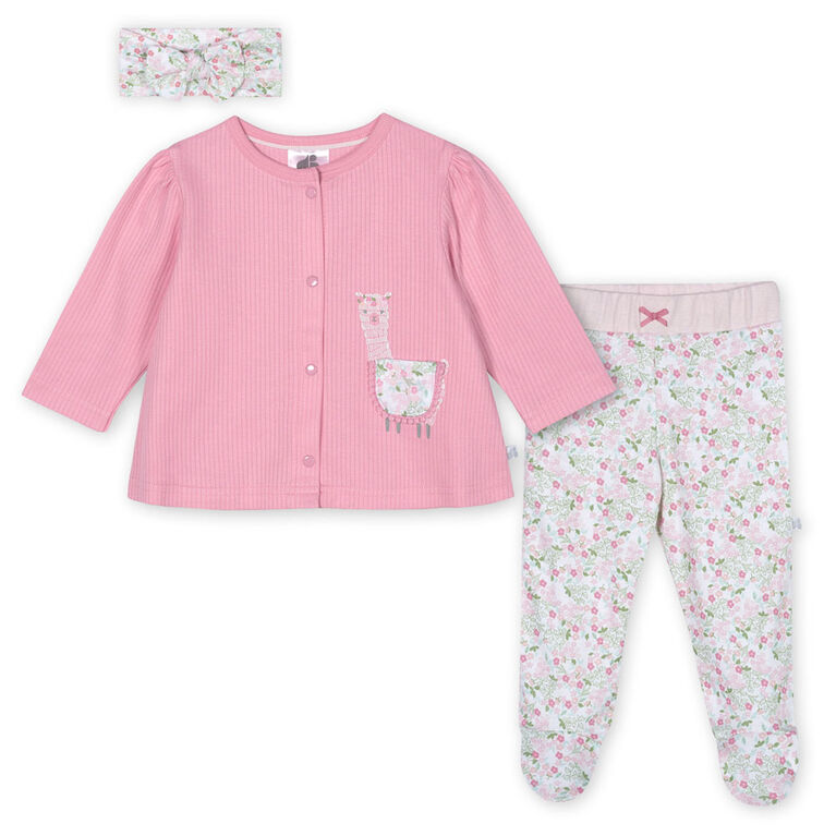 Just Born Baby Girls' 3-Piece Organic Take Me Home Set - Lil' Llama 3-6 months