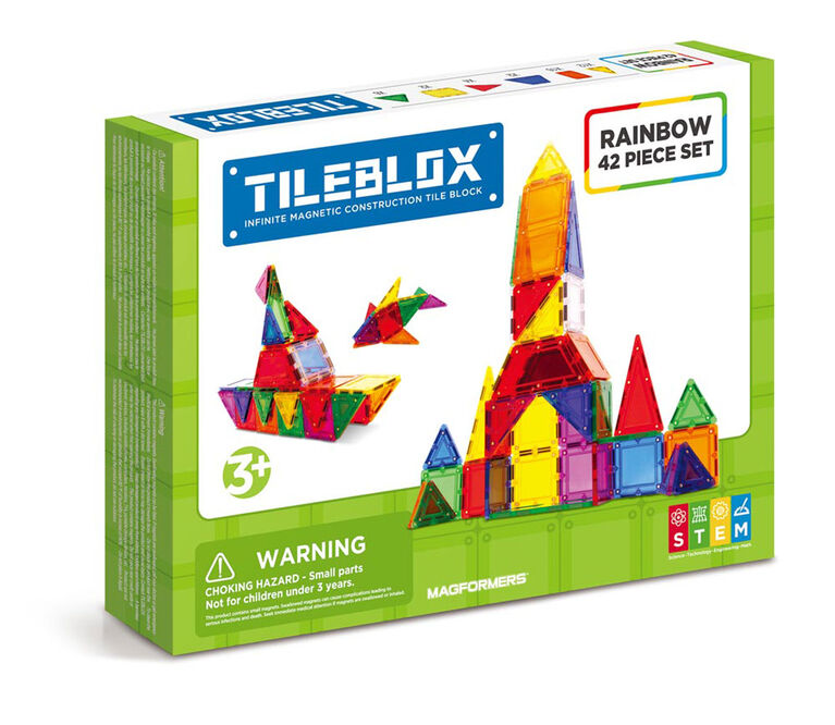 Magformers Coffret de 42 pièces Tileblox Rainbow - Édition anglaise