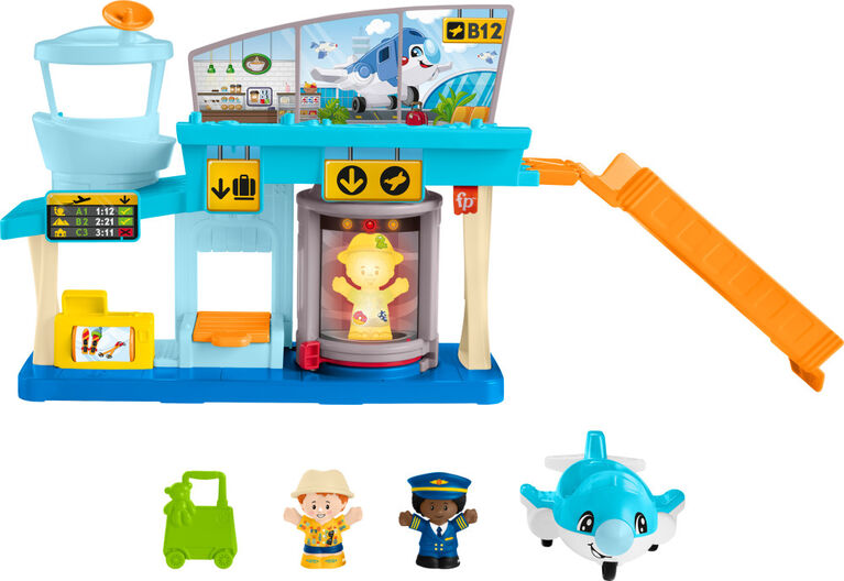 Fisher-Price Little People Everyday Adventures Airport Toddler Playset, Airplane and 3 Play Pieces