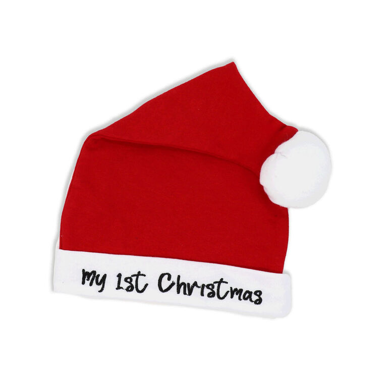 1er ensemble chapeau, bavoir et chaussettes de Noël